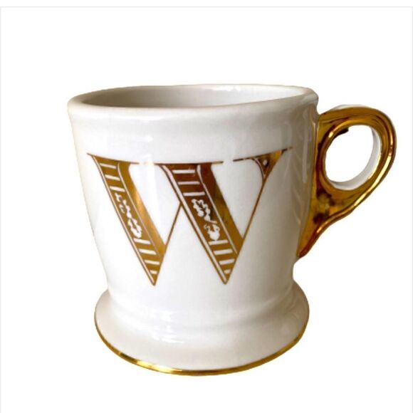 Anthropologie Mug Monogram Gold Letter W Initial Coffee Cup - Picture 1 of 7
